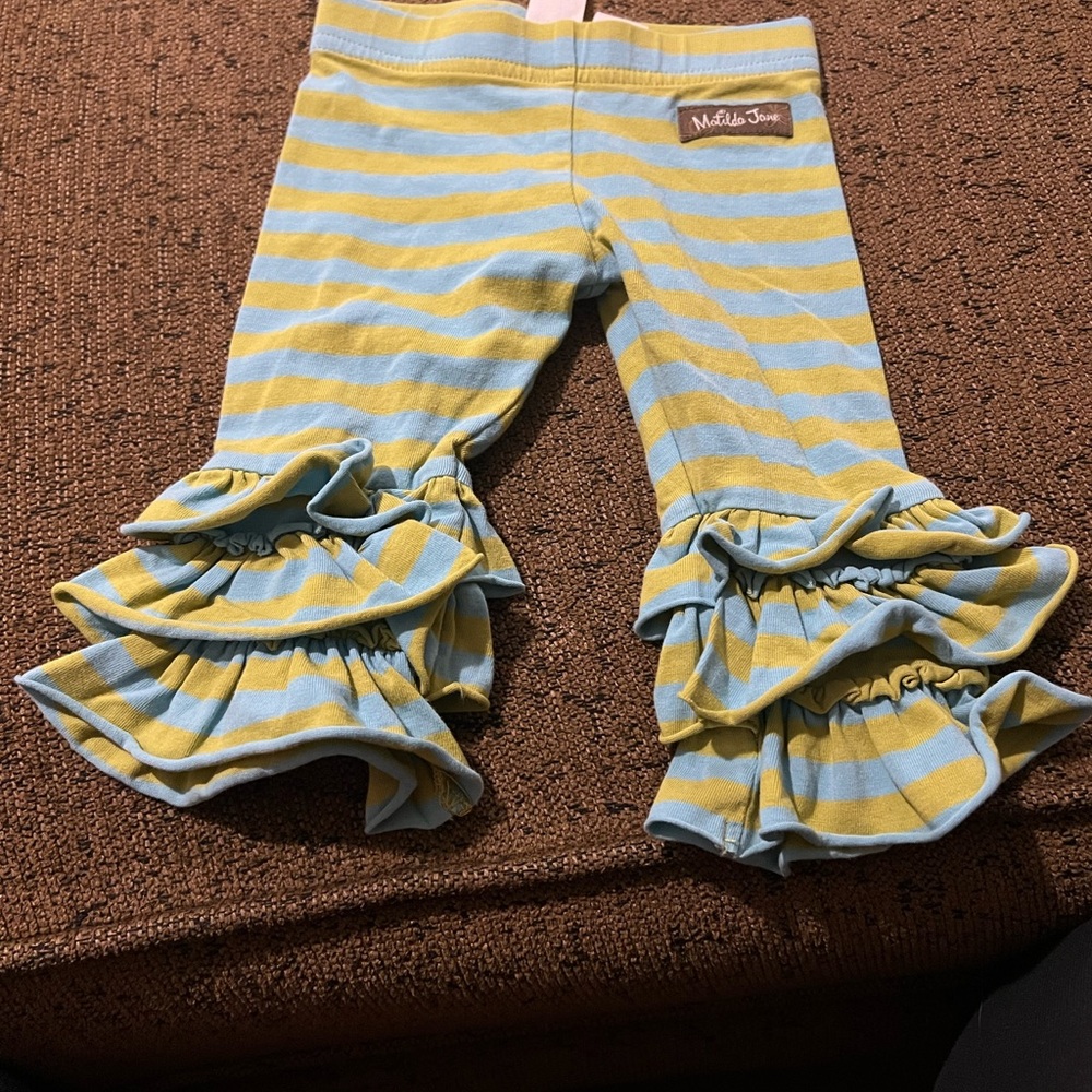 Striped Matilda Jane ruffle pants size 6 months
